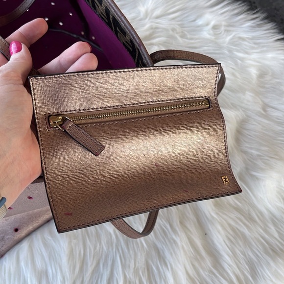 Authentic Fendi Pink Metallic Perforated Zip Tote - Picture 11 of 16